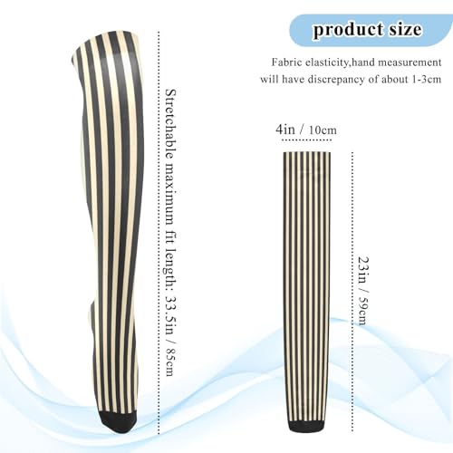 Beige Black Stripes Thigh High Socks, Women's Knee High Socks - Extra Long High Socks3