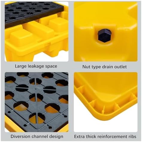 Modular Spill Containment Pallet - Leakproof Tray for Industrial & Garage Use, Anti-Slip Design, Perfect for Hazardous Material Management & Safety Compliance