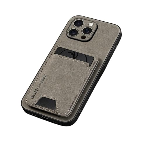 Funda de cuero con tarjetero para iPhone 13 Pro gris carcasa trasera de PU antichoque