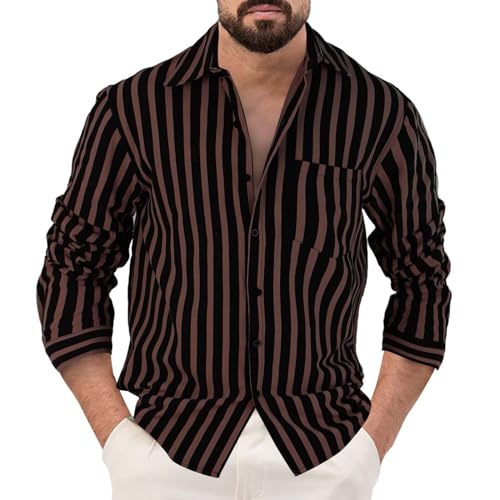 Chemise à manches longues rayée et ample pour homme d'affaires