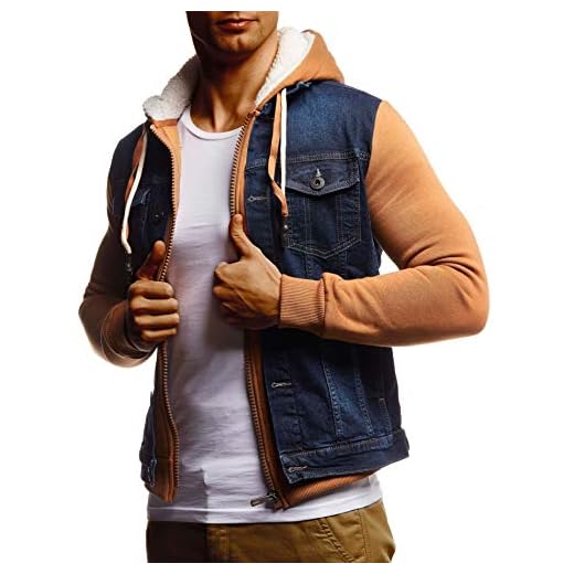 Leif Nelson herr jeansjacka svart jeans jacka för män fritidsjacka övergångsjacke med huva huvtröja huvtröja huvtröja huvtröja Casual Slim Fit LN9635