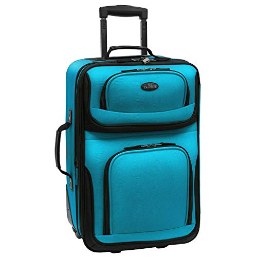 U.S. Traveler Rio Rugged Fabric Expandable Carry-on Luggage Set, Teal, 2 Wheel - Image 4
