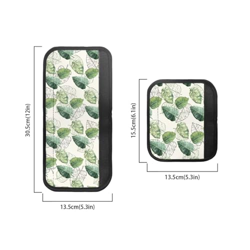 Image of Fridge Door Handle Covers Set of 6 Washable Kitchen Electric Appliances Handle Protector Anti-Skid Home Decor Oven Refrigerator Microwave Accessories, Green Leave Cream White