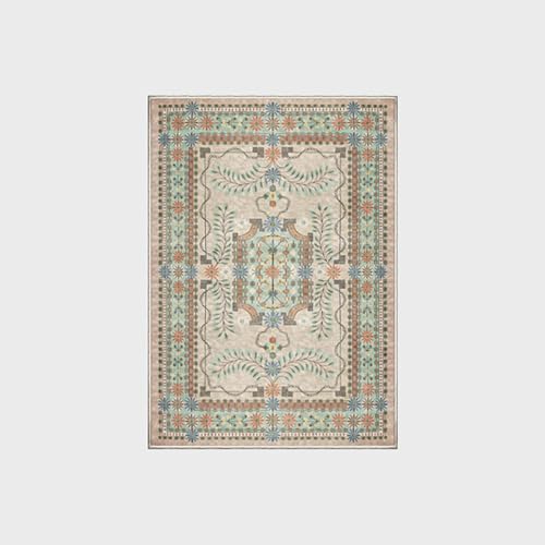 Alfombra vintage verde y beige de 80x200 cm lavable para pasillo largo 5
