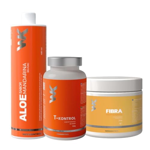 Weekontrol Pack TAF Detox Quemagrasas Aloe Vera Puro para Beber 99% + Té Termogénico Potente + Fibra Saciante. Digestión y Control de Peso (1200Gr, Aloe Mandarina-Té Naranja-Fibra Mandarina)