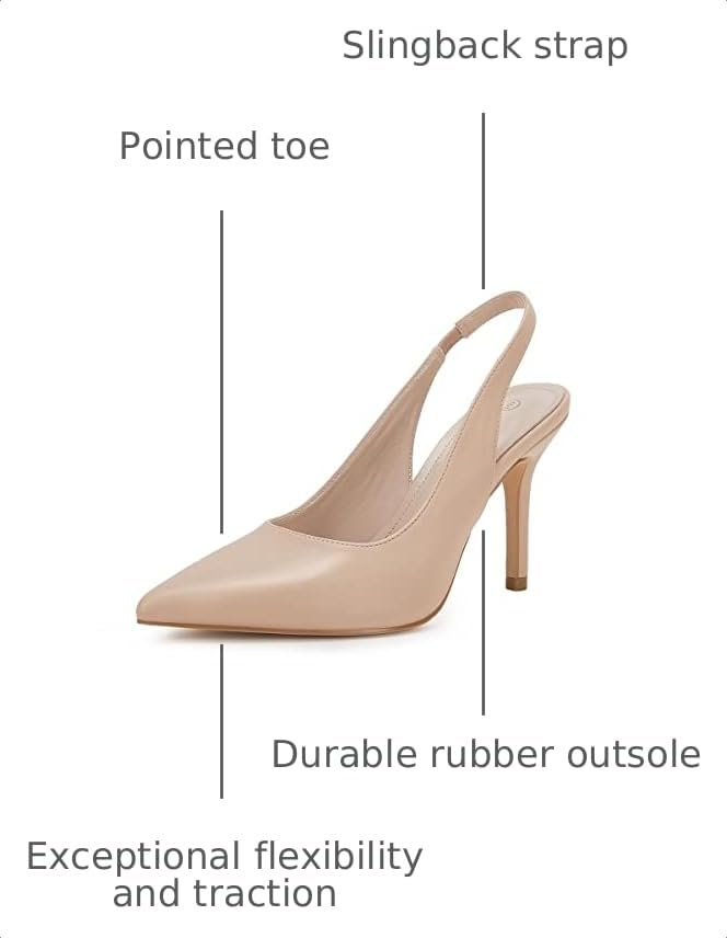 Image of Womens Slingback High Heels Pointed Toe Slip On Dress Shoes | Closed Toe,Stiletto Heels,Women's Pumps,Dressy Casual,Party,Wedding,Prom,Work Shoes,Going Out