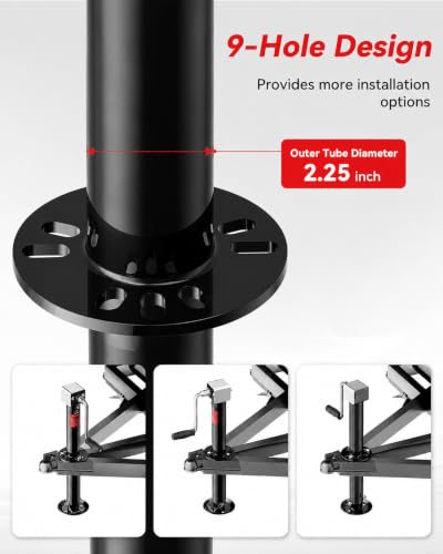 Image of FZZD 5000 lbs A-Frame Trailer Jack, 20-24V Cordless Drill Compatible, 23 inch Lift, for Utility,RVs (Black)