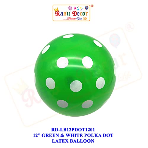 Image of RasuDecor 20 Pieces 12 inch Polka Dot Latex Balloon Green and White Dot Colorful Balloons, 12 Inch Latex Polka Dots Balloons for Kids Women Men Birthday Easter Engagement Wedding, Halloween Party Supplies Decor #RasuImpex (20Pcs 12 inchPolkaDotGreenWhite)