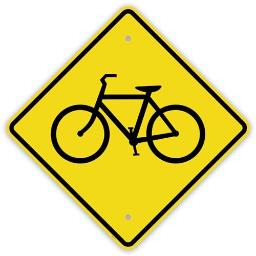Brimar - 24" Diamond - Bicycle Traffic Warning Sign - .080″ Aluminum- Durable Material - Easy Installation