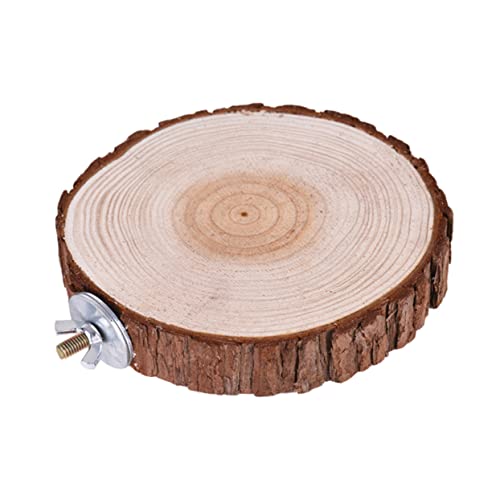 Milisten Round Wooden Platform Stand Rack for Pets Natural Wood Perch for Parrots Hamsters and Other Animals Bird Cages and Play Areas