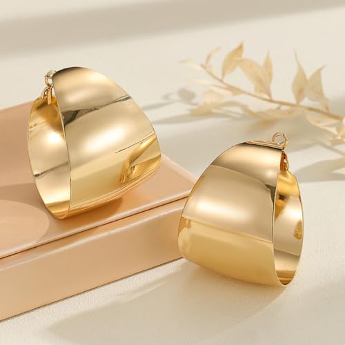 Thick Gold Hoop Earrings Wide Large Big Hoop Earrings for Women Chunky Hoops Statement Earring Trendy 2025 Jewelry Gifts4