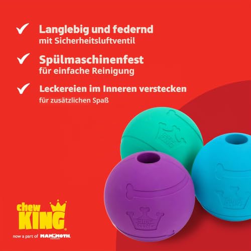 Chew King Apportierbälle, extrem haltbar, Naturkautschuk, 3 Stück – 7,6 cm Bälle (CM-0263-CS01)
