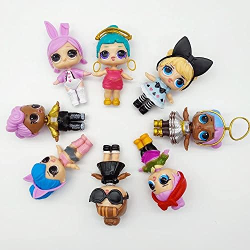 The Party Place 8PCS Doll Cake Toppers Set, Dolls Toy Set Decoration for Birthday Party, Surprised Cake Decoration (L08)
