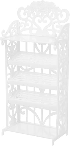 Miniatura 2 de Estante de plástico para zapatos de muñeca de 3 piezas, organizador de zapatos de casa de muñecas blanco para niños, almacenamiento de accesorios de