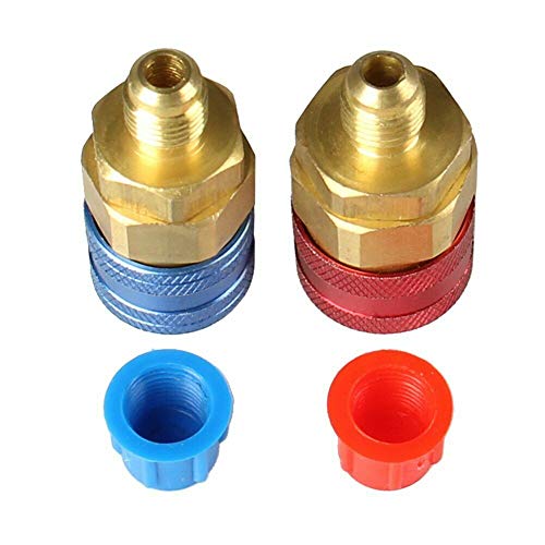 Adaptador de latón para acopladores rápidos R134a, para lado alto y bajo del manifold de aire acondicionado automotriz miniatura 1