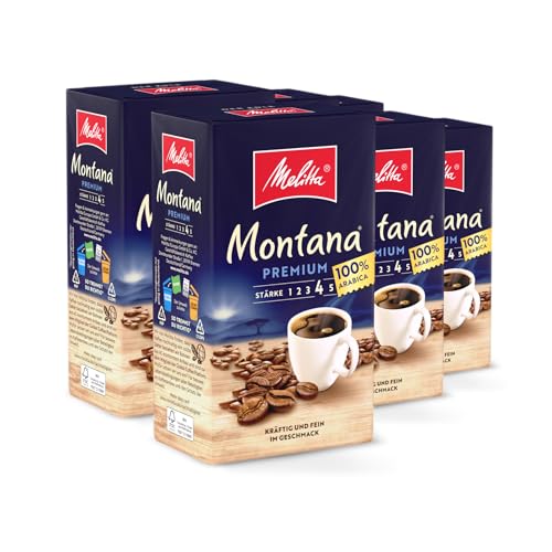 Melitta Montana Premium Filter-Kaffee 6 x 500g, gemahlen, Pulver für Filterkaffeemaschinen, 100% Arabica, starke Röstung, geröstet in Deutschland, im Tray