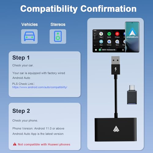MASAYA Adaptador automotivo sem fio Android para carro, Android Auto, adaptador automotivo sem fio,