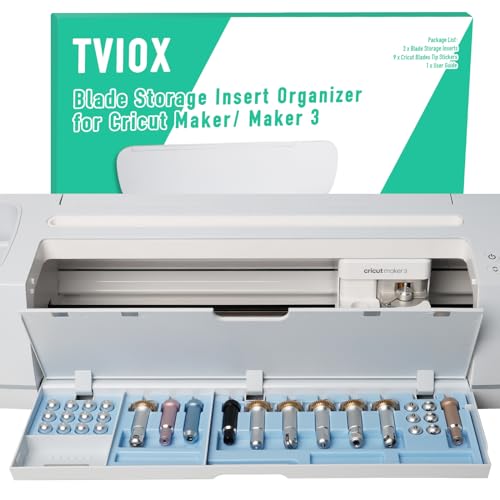 TVIOX Inserto de almacenamiento de cuchillas para Cricut Maker 3 y Maker, bandeja de cuchillas, carcasa de hoja de cajón y organizador de accesorios de punta de intercambio rápido, azul (cuchillas y