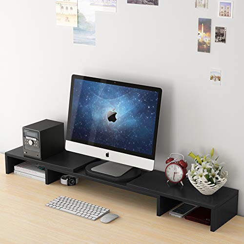 Tribesigns Triple 3 Shelf Monitor Stand Riser with Adjustable Length and Angle, Black - Thumbnail 2