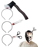 MOPZIJA 3PCS Diadema Halloween,Diadema de Terror de Halloween,Halloween Horrible Diadema,Diadema Cuchillo Halloween,Bandas para el Cabello de Halloween,para La Fiesta de Halloween de Cosplay
