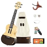 Populele Populele Concert Ukulele Beginners 23-Inch Smart Ukulele with 72 LED Lights, Free Online Lessons Auto-Tuner Gig Bag Strap Nylon String Picks for Family Fun Travel and Gifts