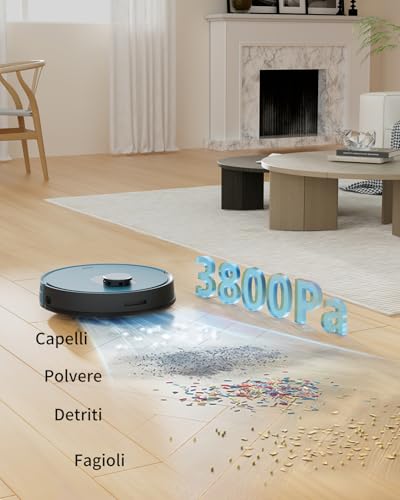 Okp L1 Robot Aspirapolvere Con Mappatura, Navigazione Lidar, 3800Pa, 200 Minuti, Wifi/App/Alexa, Ricarica Automatica,Zone Vietate, Pianificazione Intelligente, Adatto Per Tappeti/Pavimenti Duri, Blu - 2