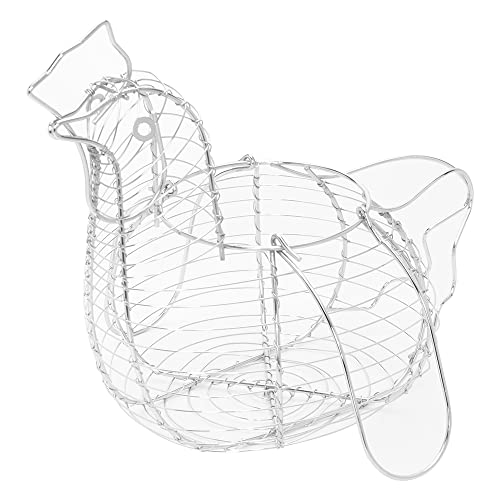 Mimo Style Cesto Porta Ovos em Formato de Galinha, Feita Inteiramente de Aço Inoxidável Aramado. Pro