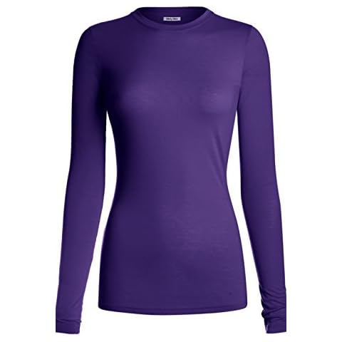 MedPro Women's Medical Scrub Solid Long Sleeve Undershirt Purple S Cover