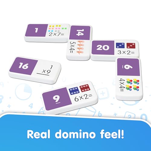 Image of Junior Learning Multiplication Dominoes Game Set, 28 Pieces, Ages 7-9, Math Skills, Grade 2-3