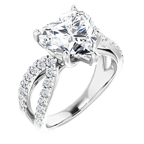 JEWELERYIUM 5 CT Heart Cut Colorless Moissanite Engagement Ring, Wedding/Bridal Ring Set, Solitaire Halo Style, Solid Sterling Silver Vintage Antique Anniversary Promise Ring Gift for Her3