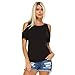 Produktbild Isaac Liev Damen-Oberteil mit Cutout-Ausschnitt, lässig, stilvoll, offene Schultern, Tunika, T-Shirt, hergestellt in den USA - Schwarz - Klein