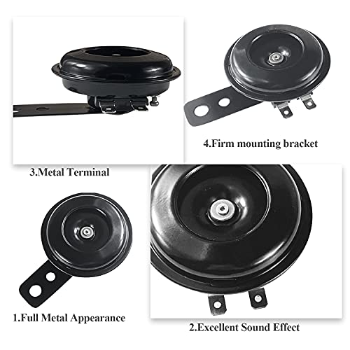 12V Motorcycle Horn, Electric Horns 110db Auto Horns Loud kit Waterproof Round Super Loud Horn Speakers Black - Image 6