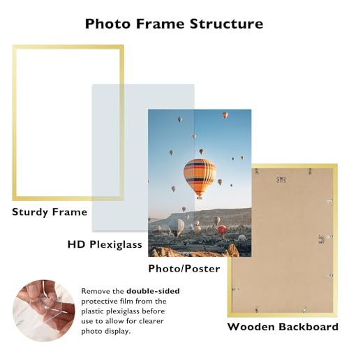 Image of JCJMY 16x24 Picture Frame Gold for Poster Photo Picture and 40x60 cm Canvas, Horizontal and Vertical Formats for Wall Hanging, 16 x 24 Wall Gallery Poster Photo Frame for 16 by 24 Photos Posters, Gold