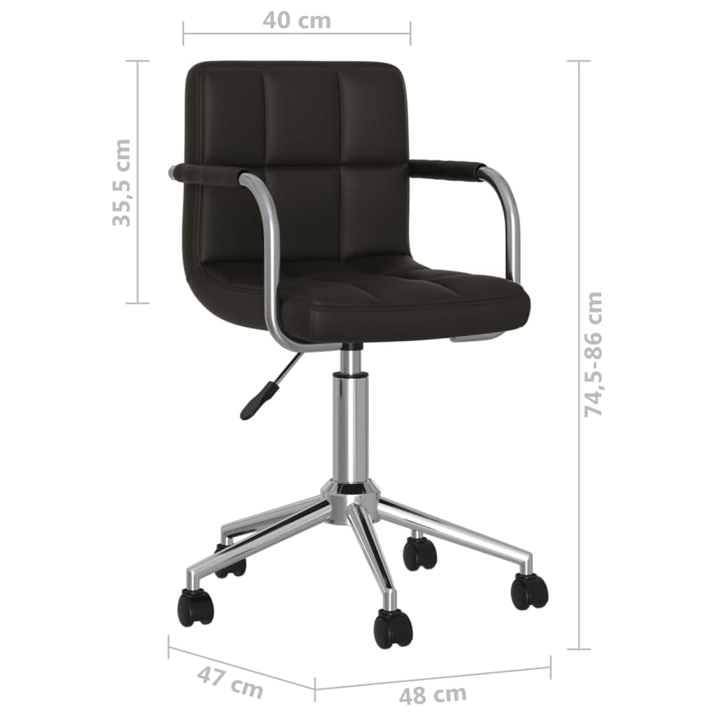 Silla de oficina giratoria de piel sintética negra acolchada con estructura de acero cromado y muelle de gas para mayor comodidad y rotación de 360 grados, ergonómica