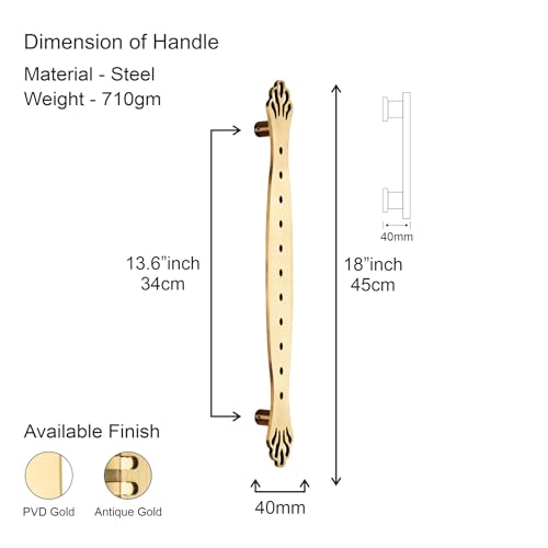 Image of COMPASS Main Door Handle | Door Handles for Main Door | Pull Handles for All The Doors of House | Office | Hotels, Antique Finish (PH-108, 18 Inch)