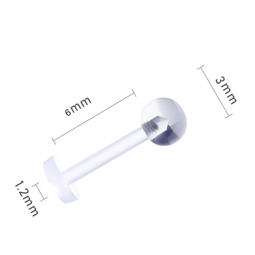 VANTOBEST 30PCS 16G 10mm Clear Plastic Lip Rings Lip Studs Lip Piercing Retainer Flexible Lip Ear Nose Eyebrow Tongue Studs Plastic Nostril Piercing Jewelry Retainer for Men and Women - Image 2