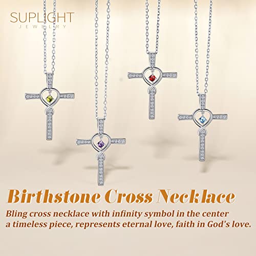 Suplight Cross Necklace for Girls 925 Sterling Silver March Birthstone Cross Necklace for Women - Image 6