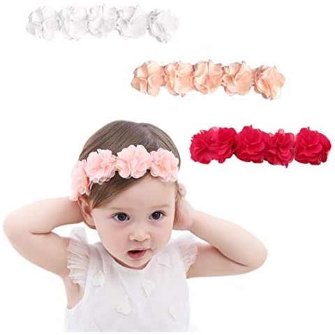 3 Pack Flower Crown Baby Headbands Newborn Floral Headbands Set for 4-24 Months Cover