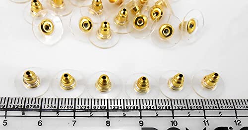 Tia Crafts Golden Bullet Clutch Earring Backs With Silicone Pad Earring Backings Studs For Women/Girls pech - 200 Pcs
