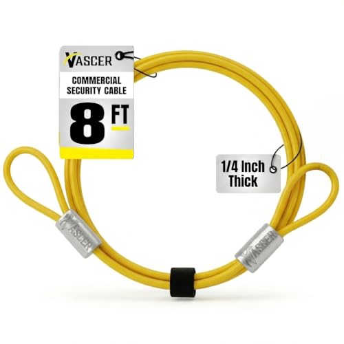 Vascer Heavy Duty Anti-Theft Security Cable - 1/4” x 8ft