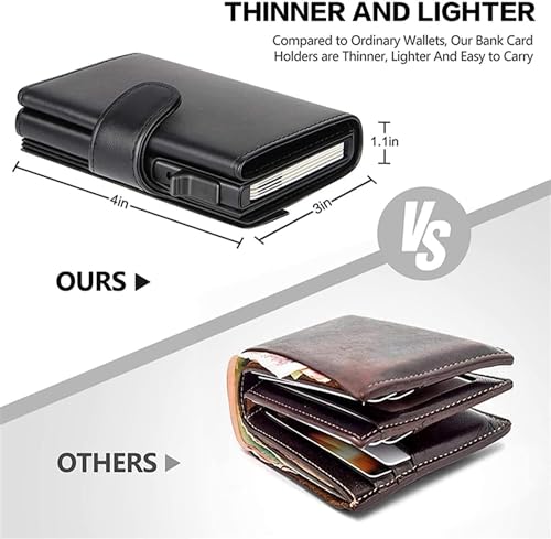 Card Wallets Aluminum Credit Card Wallet MultifunctionalBlocking Trifold Smart Men Wallets Leather Slim with Coin Pocket2