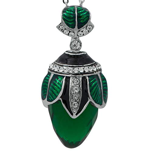 Regal Raindrop: Green Crystal Water Drop Egg Pendant Necklace2