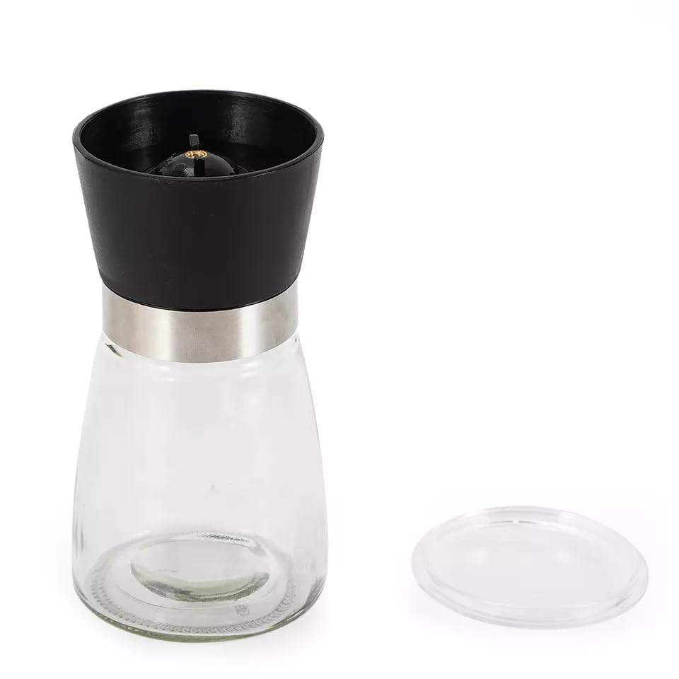 Set di 6 macina sale e pepe in acciaio inox, 180 ml, macinino regolabile in ceramica, per sale marino, pepe nero, spezie