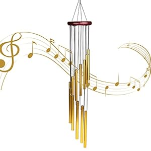 LXQ Wind Chimes Garden Wind Chime with 12 Aluminum Tubes Wind Chimes Outdoor with S Hook Stepped Wind Chimes for Garden, Balcony, LIving Room, Yard, Terrace