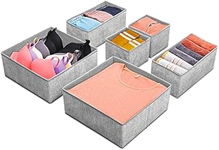 GOGOODA Set of 6 Clothes Drawer Organisers,Foldable Dresser Drawer Organiser for bedroom,Drawer Storage Organiser for Underwear,T Shirt,Jeans,Scarves,Baby Clothes,Stationery (6 Pack,Gray)