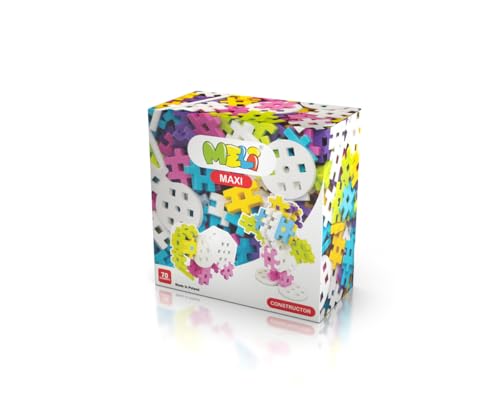 Meli Maxi Constructor Pink Bloques de Construcción Set - 70 Piezas Waffles Ejes Ruedas Hexágonos para Niños a partir de 1 Año Fomenta la Creatividad Motricidad Fina, Durable, Libre de BPA Certificado
