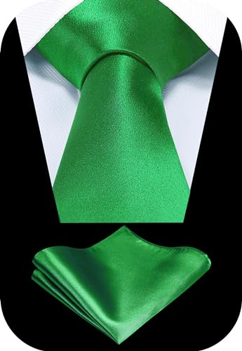 Image of TIE G Solid Satin Woven dyed Color Formal Black Necktie and Pocket Square Sets in Gift Box