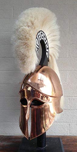 Antique Vintage Medieval Greek Corinthian Knight Free Leather Liner Armor Helmet Copper