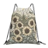BREAUX Bolsa de hombro con cordón con estampado de girasoles, bolsa de gimnasio, bolsa de hombro portátil para exteriores, bolsa de yoga deportiva, Blanco, Talla única, Mochilas de mochila