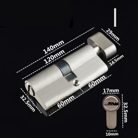 Barillet Porte D'EntréE Cylindre de serrure porte en laiton, Double ouverture Uso apto para, chambre à coucher(120mm)